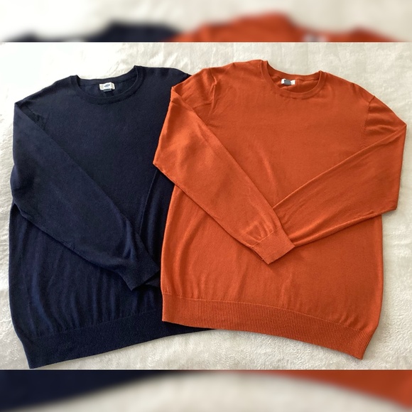Old Navy Men’s XL Crew Neck Sweater Bundle — Navy & Pumpkin | Fall Staples - Picture 1 of 8